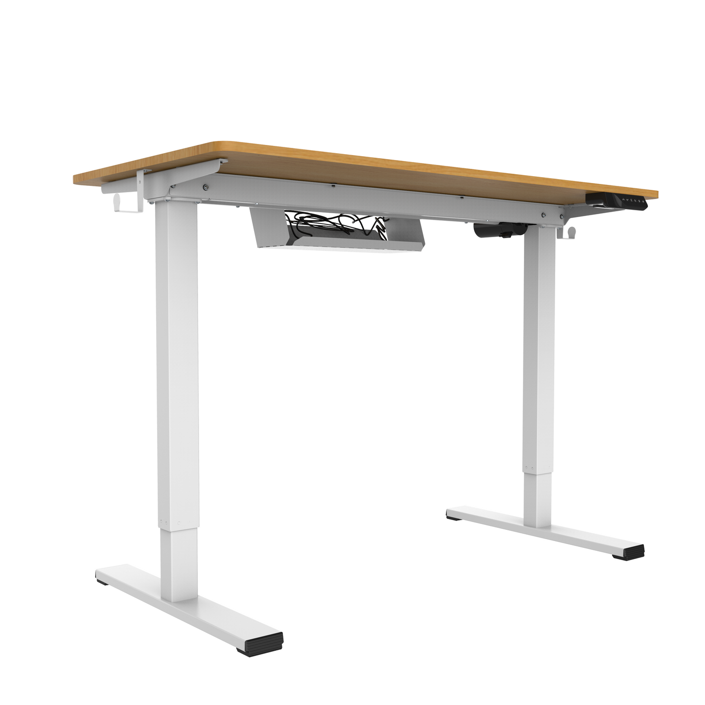 48"x24" Oak Color Electric Standing Desk + Headphone Hooks